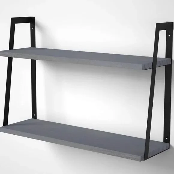 2 tier rustic wood sheves (weathered gray) - Picture 1 of 4